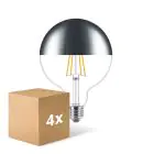 Mehrfachpackung 4x Philips Classic LED Globe E27 Fadenlampe Spiegel Klar 120mm 7.2W 650lm - 827  | Dimmbar - Ersatz Für 60W
