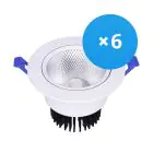 Lot 6x Spot encastrable LED Ronde inclinable 12W 960lm 60D - 930  | 110mm - Diamètre 90mm - UGR 